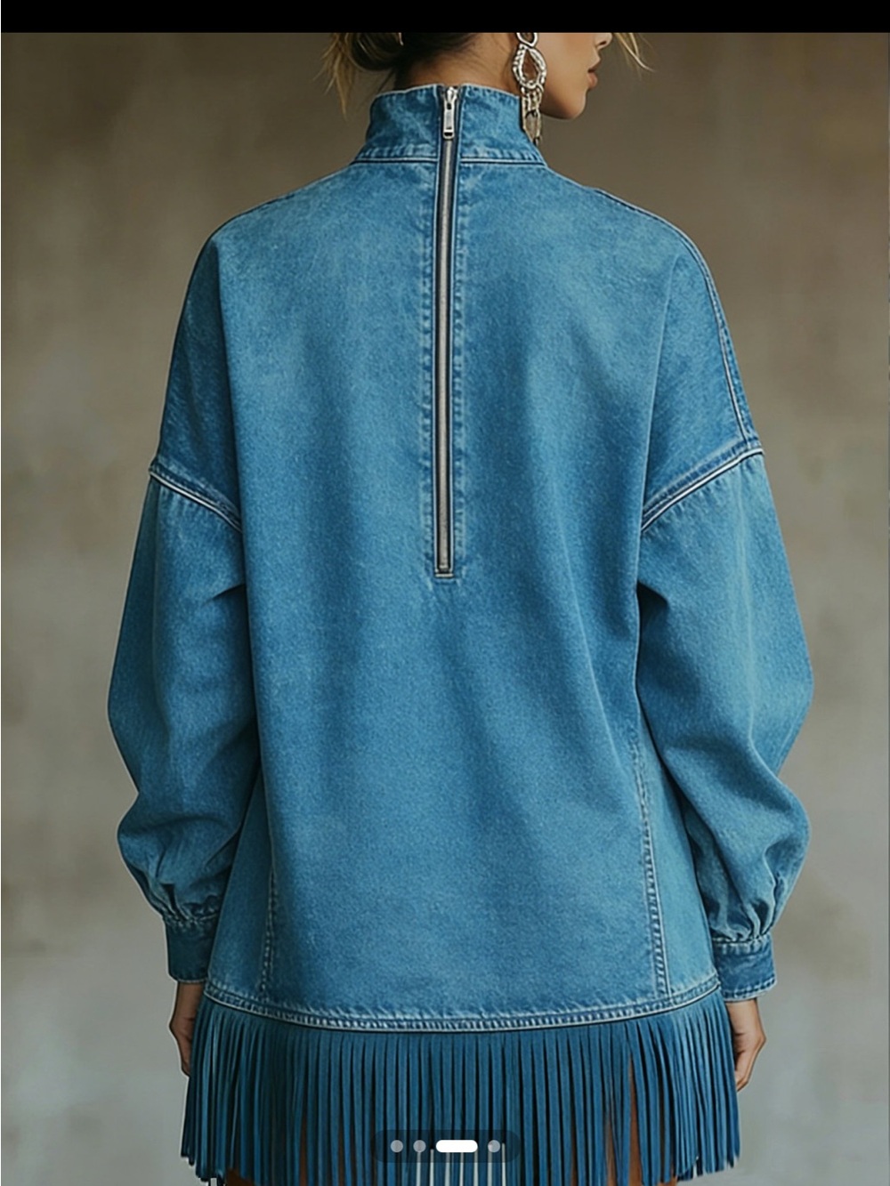 STYLEWE Washed Blue Denim Fringe Tunic - Picture 3 of 3